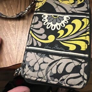 Vera Bradley Black and Yellow Floral Wristlet